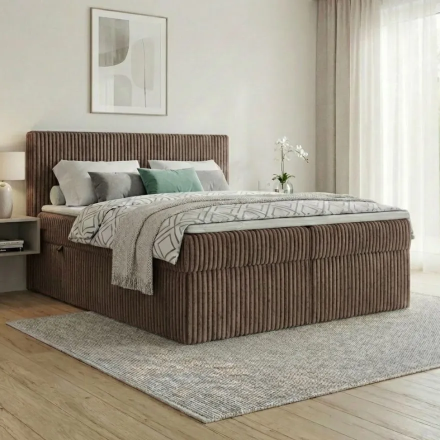 Boxspringbett RALF mit Bettkasten und Topper H2/H3/H4 - Doppelbett in vielen Größen
