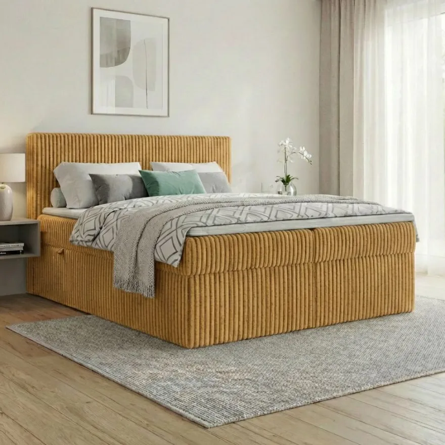 Boxspringbett RALF mit Bettkasten und Topper H2/H3/H4 - Doppelbett in vielen Größen