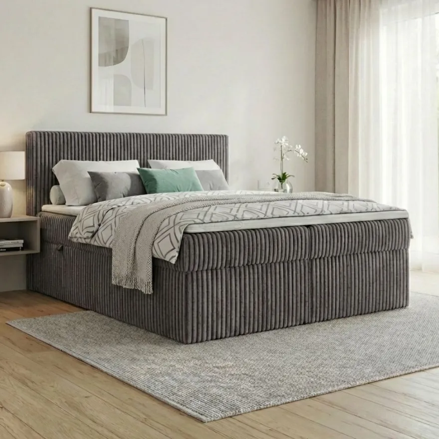 Boxspringbett RALF mit Bettkasten und Topper H2/H3/H4 - Doppelbett in vielen Größen