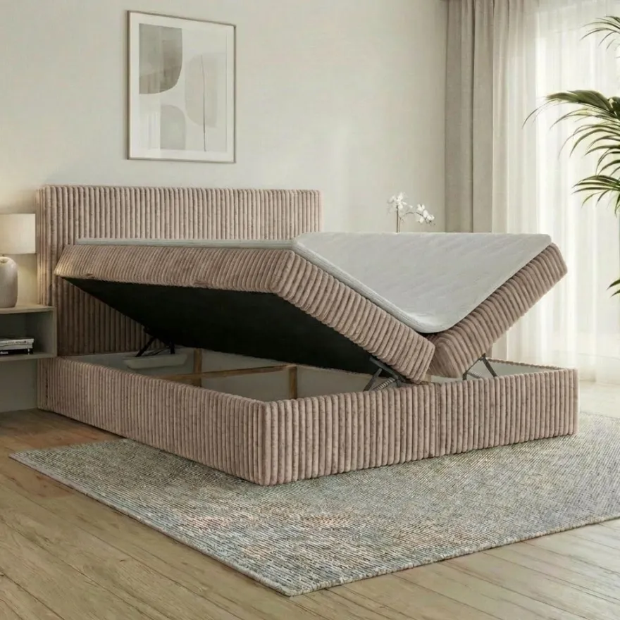 Boxspringbett RALF mit Bettkasten und Topper H2/H3/H4 - Doppelbett in vielen Größen