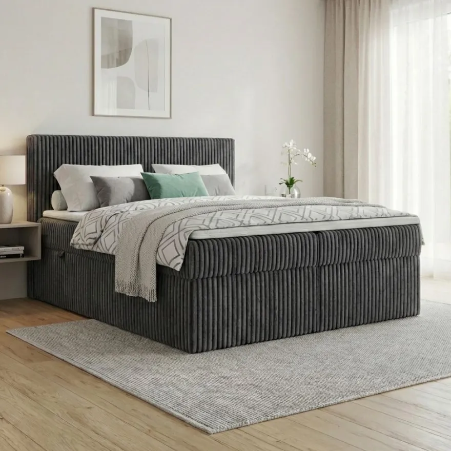 Boxspringbett RALF mit Bettkasten und Topper H2/H3/H4 - Doppelbett in vielen Größen