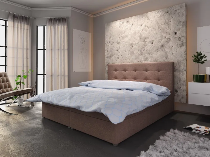 Boxspringbett Schlafzimmerbett Liberto 180x200cm Braun inkl. Bettkasten
