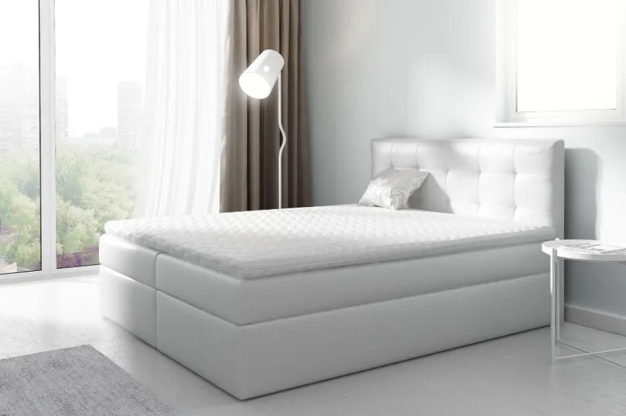 Boxspringbett Schlafzimmerbett PARLA 160x200cm Kunstleder Weiss