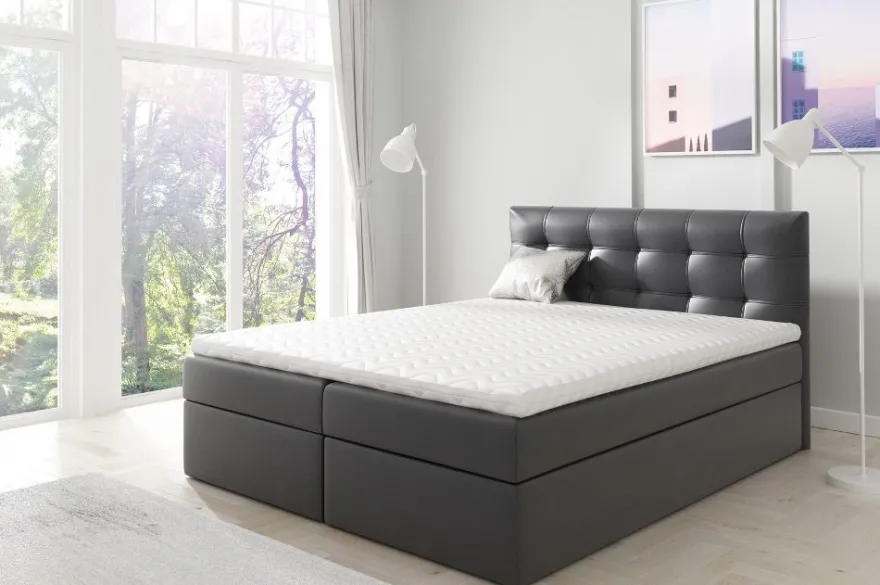 Boxspringbett Schlafzimmerbett OVIEDO 180x200cm Kunstleder Schwarz