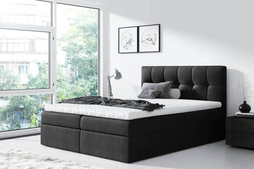Boxspringbett Schlafzimmerbett CARMEN 200x200cm Schwarz