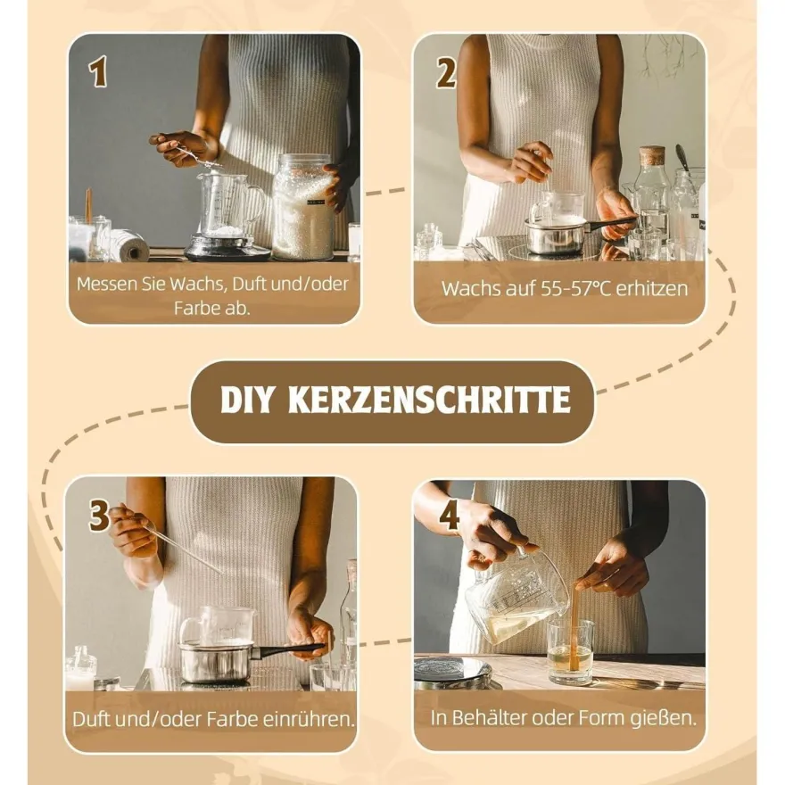 BOYUJK Premium Sojawachs Flocken für Kerzenherstellung, 4kg - 100% Natürlich