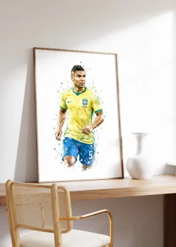 Brasilien Fussball Poster · Geschenkidee · Aquarell Sport Wandbild · Deko Pri