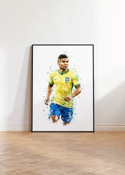 Brasilien Fussball Poster · Geschenkidee · Aquarell Sport Wandbild · Deko Pri