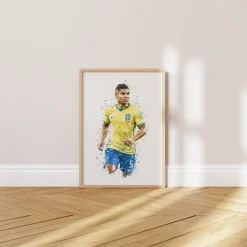Brasilien Fussball Poster · Geschenkidee · Aquarell Sport Wandbild · Deko Pri