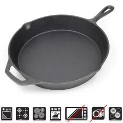 Bratpfanne Gusseisen Ø30cm mit Griff Feuerpfanne Grillpfanne Steakpfanne