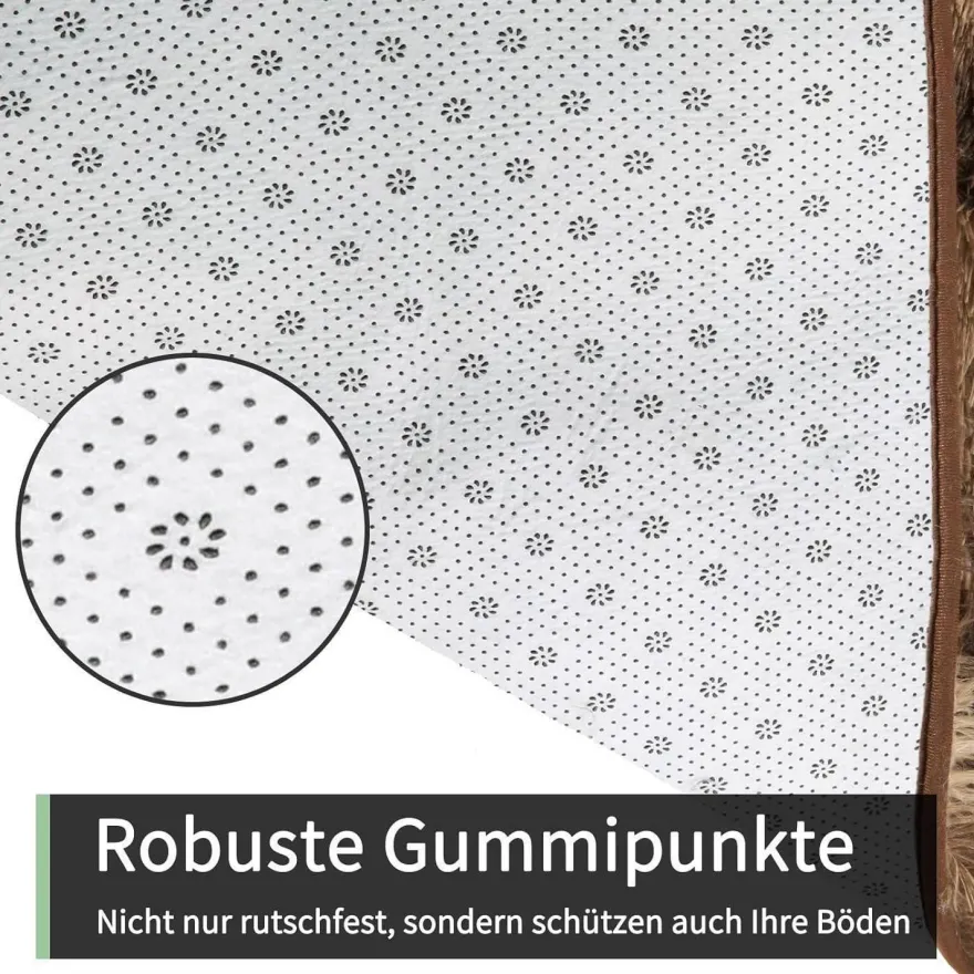 Brauner Hochflor-Teppich 140x200cm Wohnzimmer Schlafzimmer Kinderzimmer