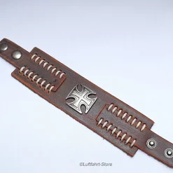 Breites Leder-Armband, Eisernes Kreuz, Biker, Vintage, Braun Art.-Nr. 90020