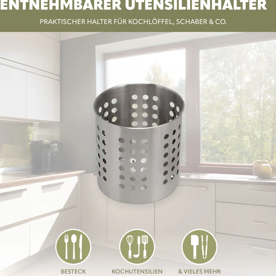 bremermann Küchenregal mit Rollenhalter und Utensilienhalter, Edelstahl