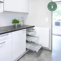 bremermann Teleskopschubladen 2er Set - für 45 cm Schrank, aus Metall (Weiß)