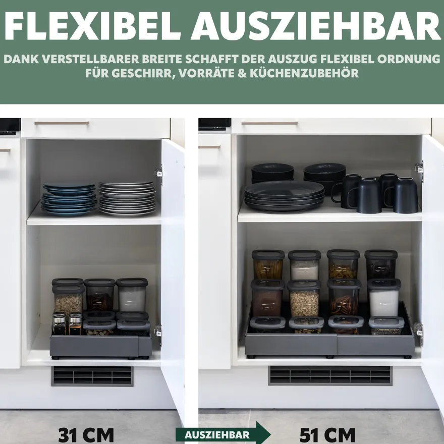 bremermann Teleskopschublade zum Kleben oder Bohren, Breite von 31-51 cm grau