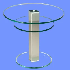 BRI-B1H Beistelltisch rund/ quadratisch Glas 50cm Höhe Säule echt Edelstahl ab Werk