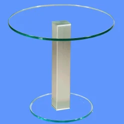 BRI-B1H Beistelltisch rund/ quadratisch Glas 50cm Höhe Säule echt Edelstahl ab Werk