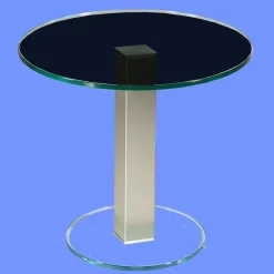 BRI-B1H Beistelltisch rund/ quadratisch Glas 50cm Höhe Säule echt Edelstahl ab Werk