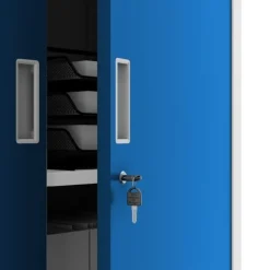 Büro-Metallschrank mit Safe, grau-blau: FILIP II, 900 x 1850 x 400 mm
