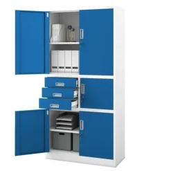 Büro-Metallschrank mit Safe, grau-blau: FILIP II, 900 x 1850 x 400 mm