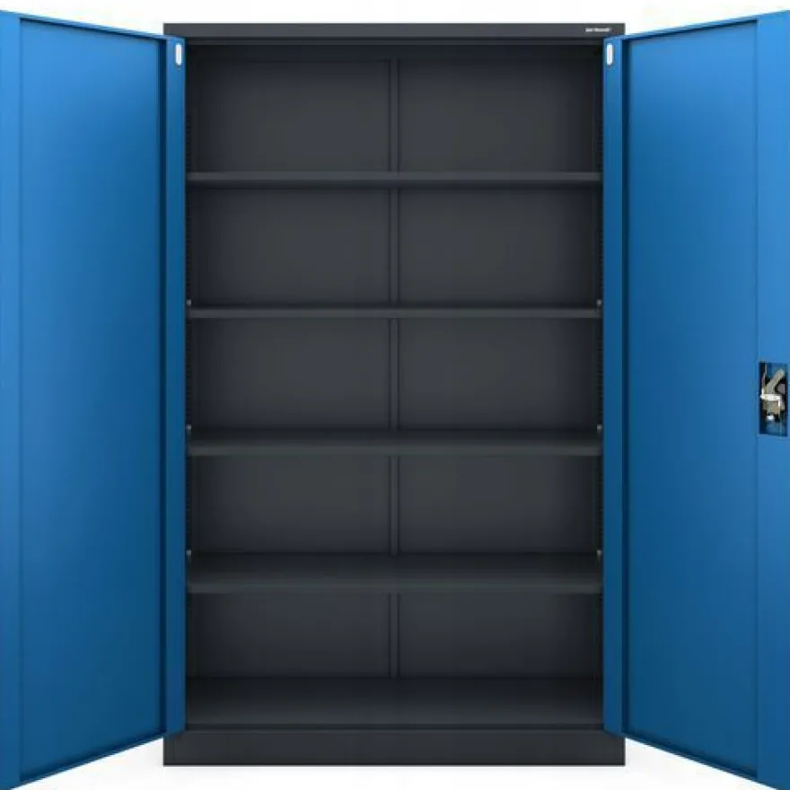 Büroschrank Aktenschrank XXL Metallschrank 185 cm x 115 cm x 40 cm Anthrazit-blau