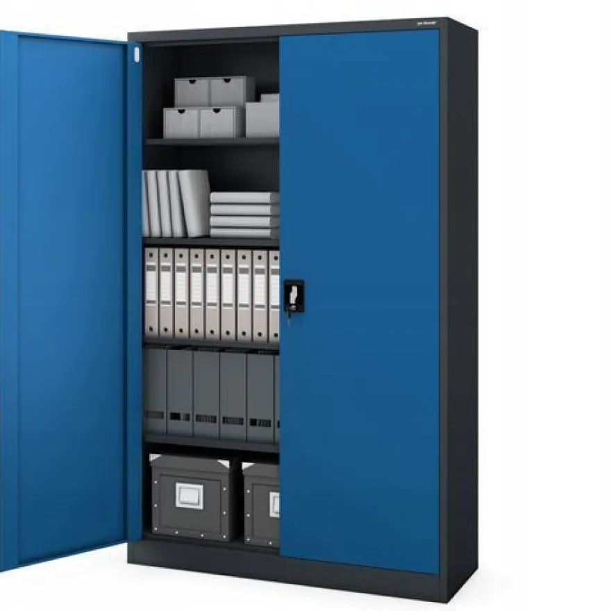 Büroschrank Aktenschrank XXL Metallschrank 185 cm x 115 cm x 40 cm Anthrazit-blau