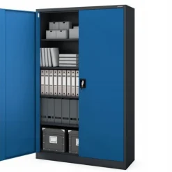 Büroschrank Aktenschrank XXL Metallschrank 185 cm x 115 cm x 40 cm Anthrazit-blau