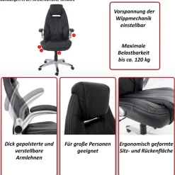 Bürostuhl HWC-A65, Schreibtischstuhl Chefsessel Drehstuhl, Kunstleder