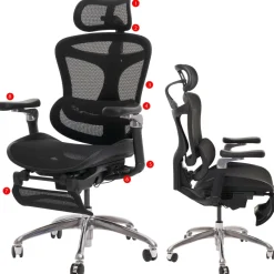 Bürostuhl HWC-N54, Drehstuhl, ergonomisch, Lordosenstütze Fußstütze