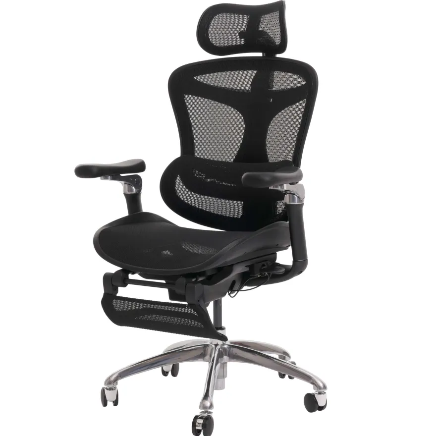Bürostuhl HWC-N54, Drehstuhl, ergonomisch, Lordosenstütze Fußstütze