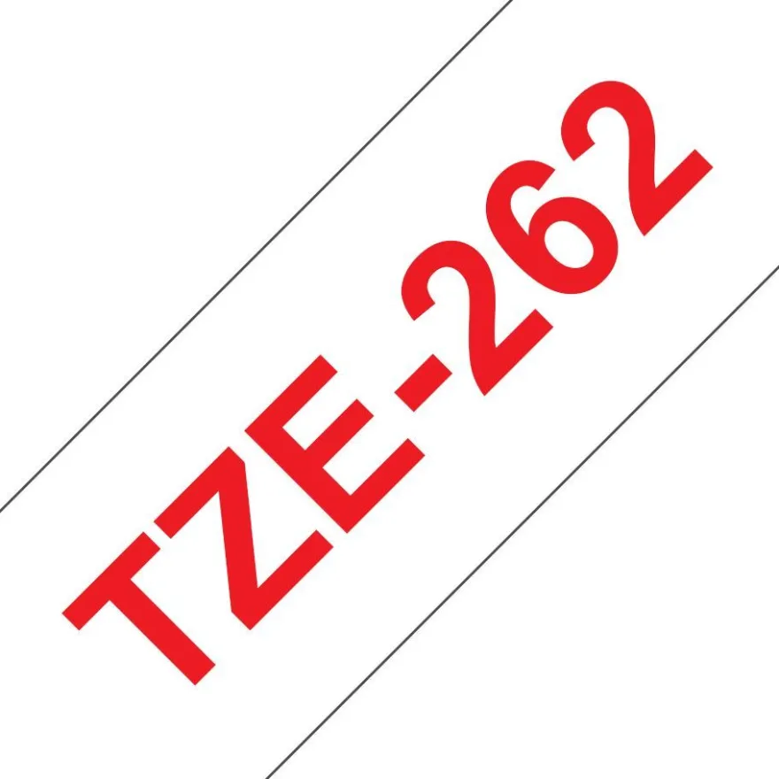 Brother Schriftband TZe-262 (lam.) Rot auf Weiß 36mm x 8m