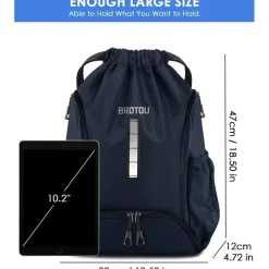 BROTOU Turnbeutel Sportbeutel Fußball Rucksack Kordelzug wasserfest Kinder