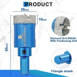 Brschnitt Diamant Fliesenbohrer 25MM, 2 Stück Lochsäge mit Zentrierbohrer für