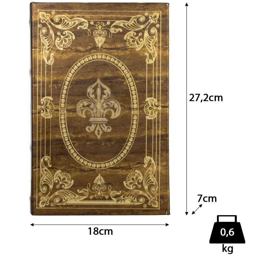 Buchhülle Vintage - Geheimversteck mit Fleur-de-Lis - Deko Buchbox für Schmuck & Doku