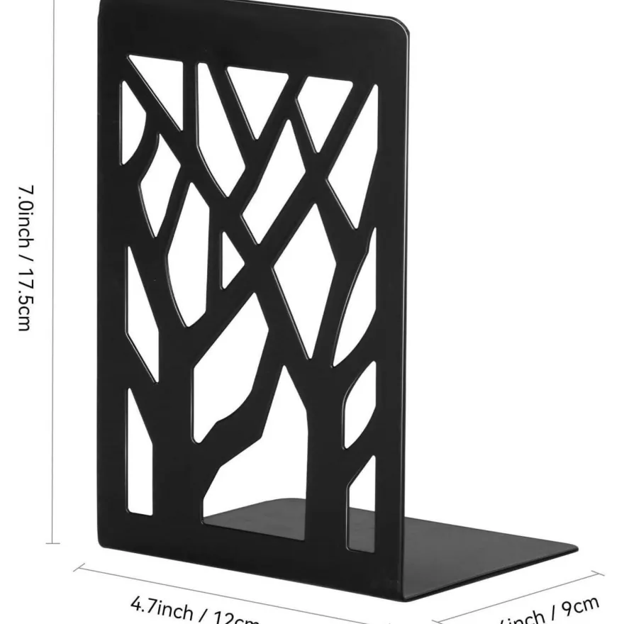 Buchstütze Metall Schwarz 2 Paar für Regal CD DVD Kinder - 18cm H x 12cm T