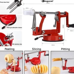 Bugucat Profi Apfelschäler Apfelschneider 3in1 Obstschneider Premium-Qualität
