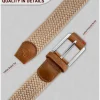 Bulliant Herren Flechtgürtel Stretchgürtel, Stoffgürtel Elastisch, Golfgürtel
