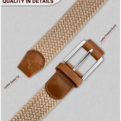 Bulliant Herren Flechtgürtel Stretchgürtel, Stoffgürtel Elastisch, Golfgürtel