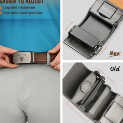 Bulliant Herren Gürtel 2er Pack - Automatik Ratsche, 35mm Breit in Lederoptik
