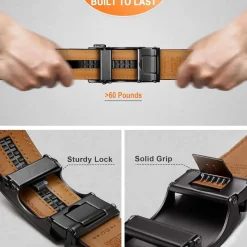 Bulliant Herren Gürtel 2er Pack: Automatik Ratsche Leder, 35mm Breit