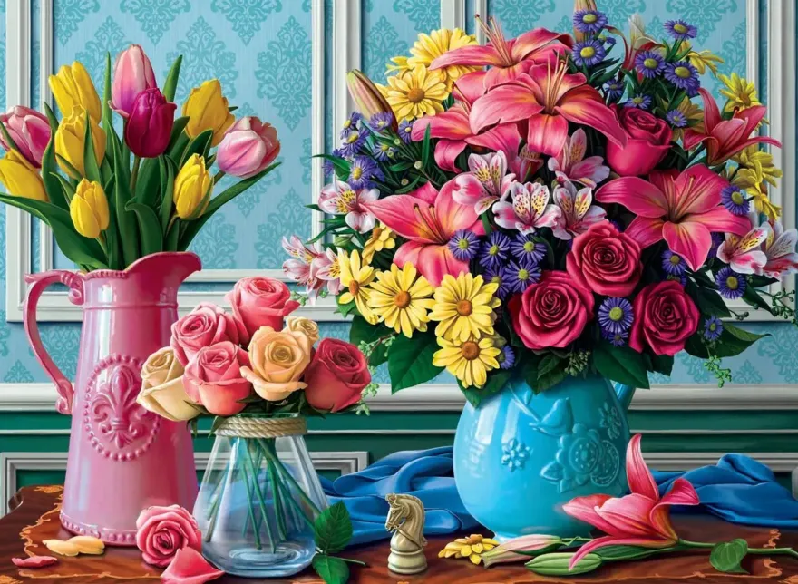 Bunte Blumen in der Vase