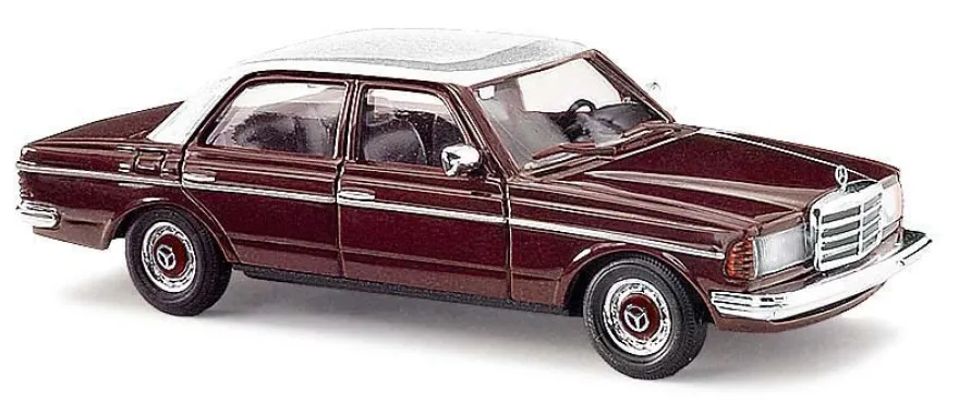 Busch 46866 Mercedes W123 Limousine. mit weißem Dach, H0 Automodell 1:87