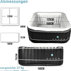 B-Ware JUNG ASPEN Whirlpool Spa Pool Selbst aufblasbar für 4 Personen beheizt