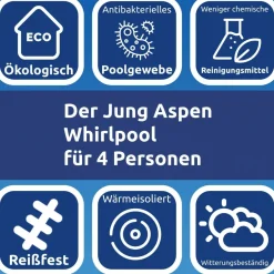 B-Ware JUNG ASPEN Whirlpool Spa Pool Selbst aufblasbar für 4 Personen beheizt