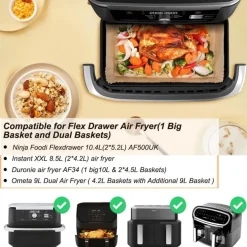 Bykitchen 150er Airfryer Backpapier für Ninja Flex Drawer Dual Zone AF500EU