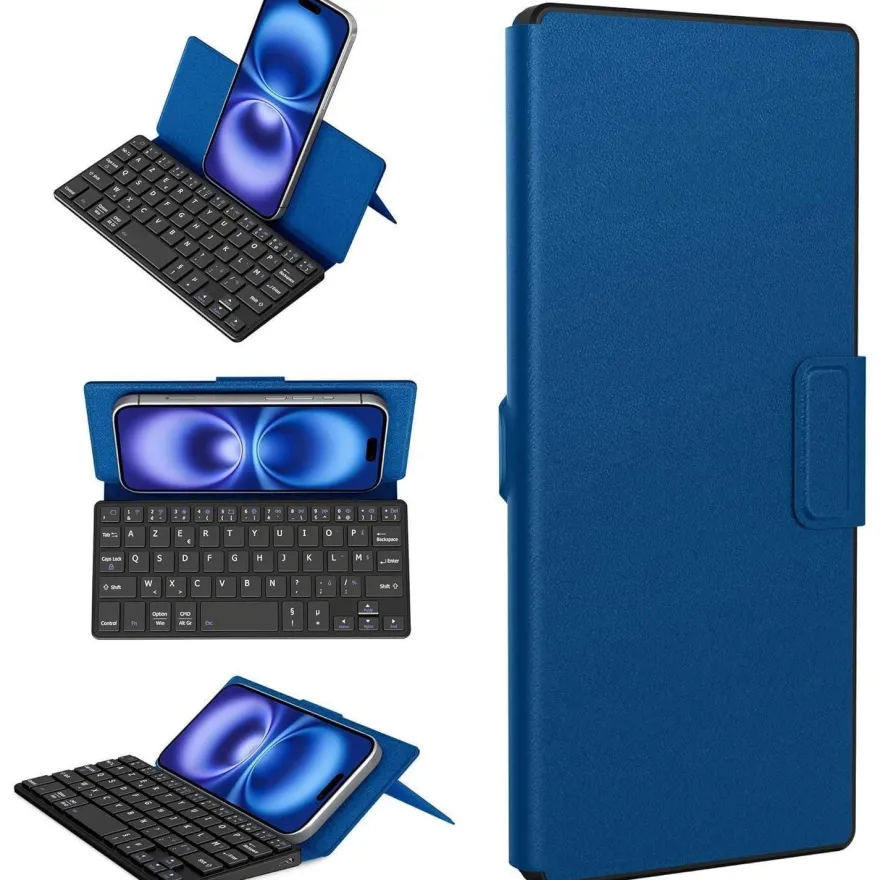 CACOE Bluetooth Tastatur mit Ständer, Mini, Ultraflach, Faltbar, Dual-Channel