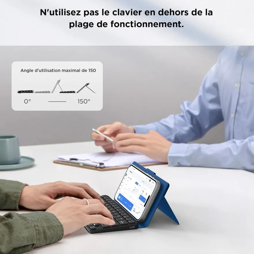 CACOE Bluetooth Tastatur mit Ständer, Mini, Ultraflach, Faltbar, Dual-Channel