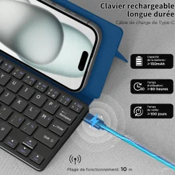 CACOE Bluetooth Tastatur mit Ständer, Mini, Ultraflach, Faltbar, Dual-Channel