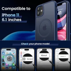CACOE Hülle für iPhone 11 mit MagSafe, stoßfest, kratzfest, transluzent Dunkel
