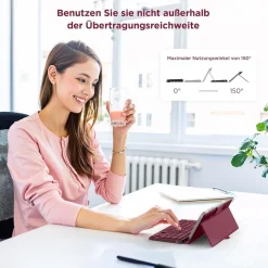 CACOE Mini Bluetooth Tastatur mit Ständer, Ultraflache Tragbare Faltbare QWERTZ